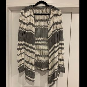 James Perse Stripped Open Long Cardigan Sweater